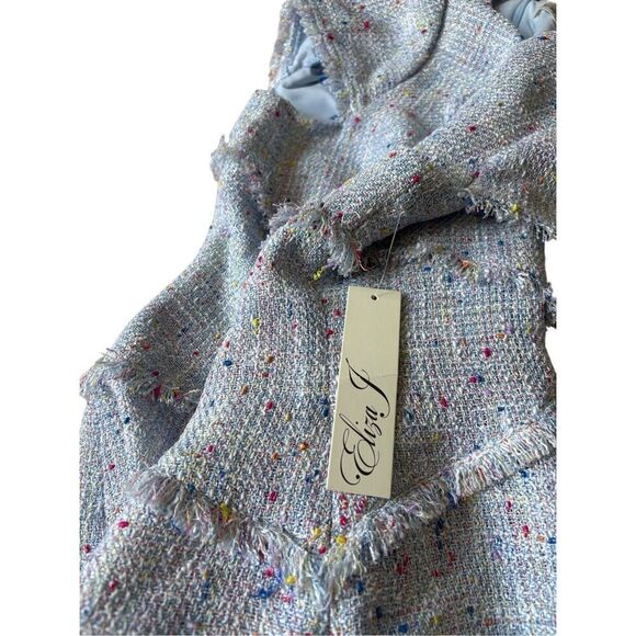 NEW Eliza J Tweed Sheath Mini Dress size 8 Blue Short Sleeve - Picture 11 of 13